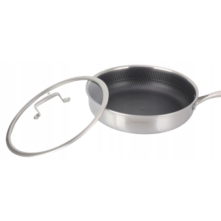Дълбок тиган Masterpan с капак, 28х7 см, 3 слоя неръждаема стомана, незалепващ, за всякакви източници на топлина