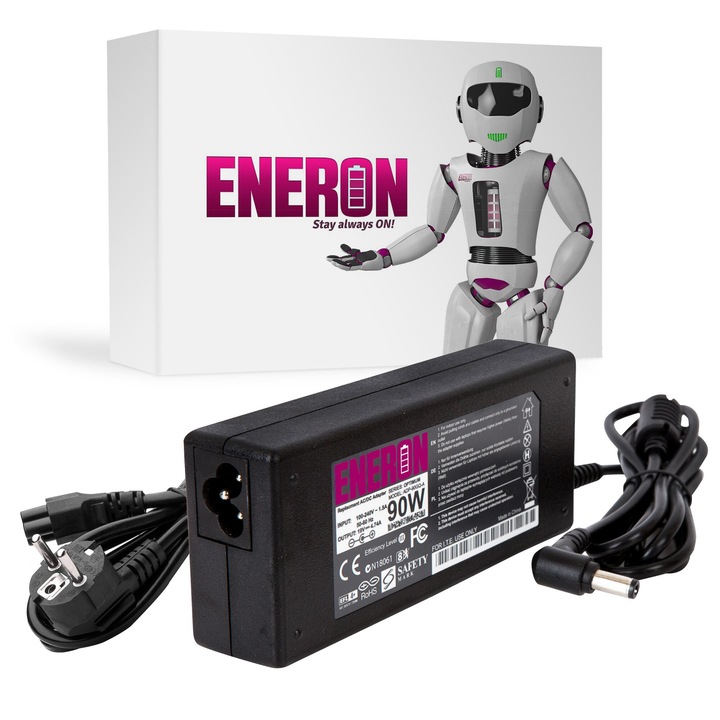 Incarcator laptop Eneron 90W 19V 4.74A 5.5x2.5mm, cablu inclus, negru
