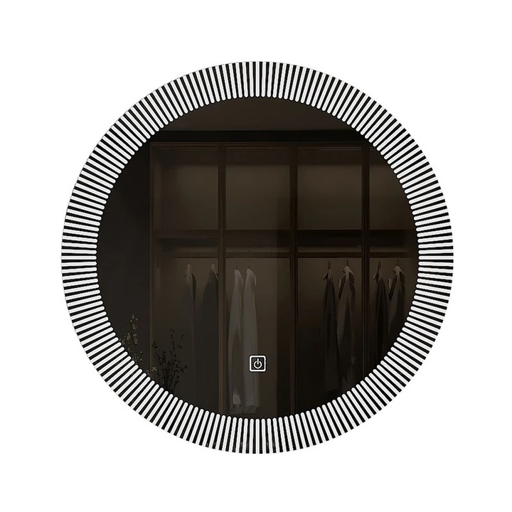 Oglinda baie iluminare LED, D 80cm, Functie dezaburire, buton touch, reglare intensitate lumina