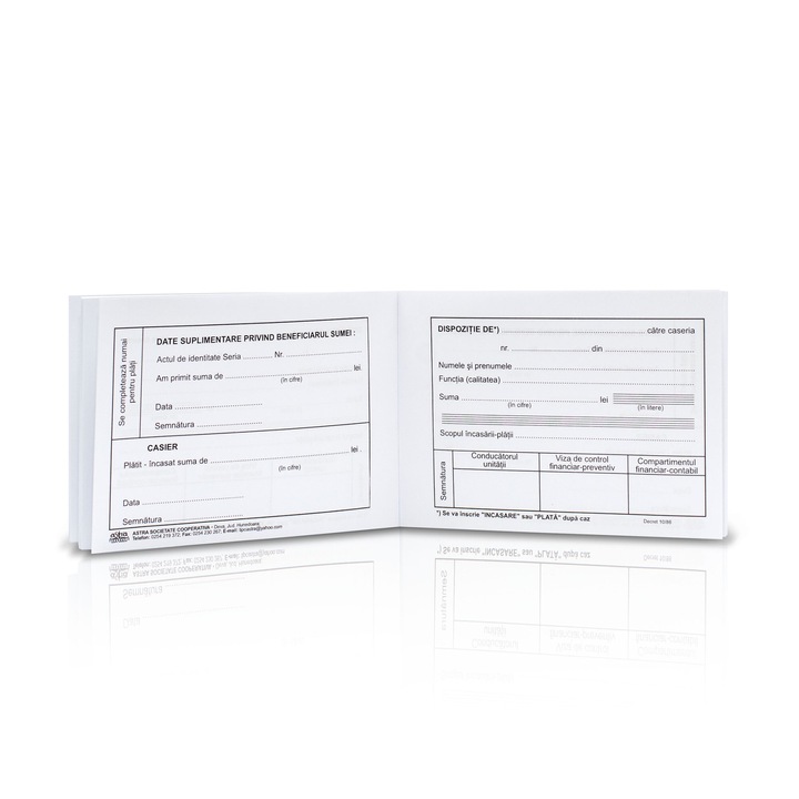 Dispozitie casierie, A6, 100 file, hartie 70 g, coperta hartie, landscape