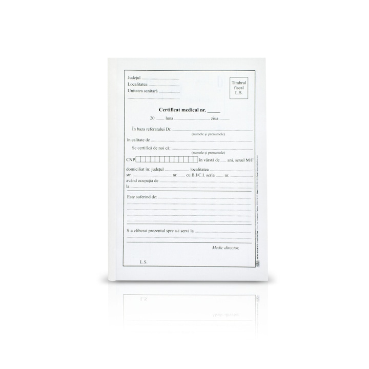 Certificat medical, A5, 100 file, hartie 70 g, coperta hartie, portrait