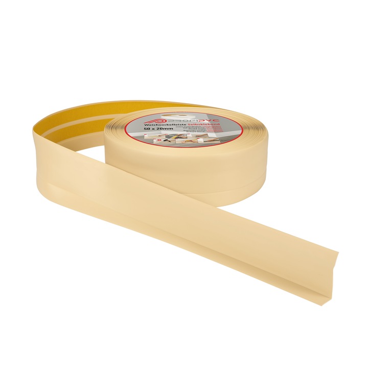 PVC завършваща лента, ProfiPVC, 50x20mm, кремава, 20m, самозалепваща, гъвкава