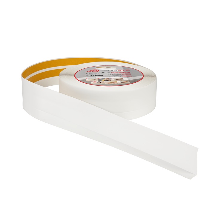 Бяло PVC завършващо тиксо 50х20мм, 10м, самозалепващо се, интериорно, ProfiPVC