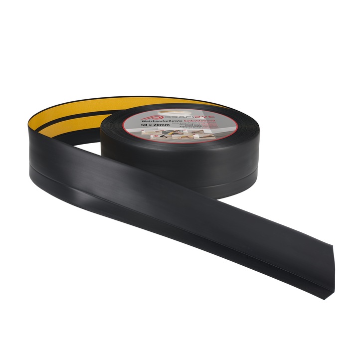 Завършваща лентаPVC, ProfiPVC, 50x20mm, самозалепваща се, 20m, черна