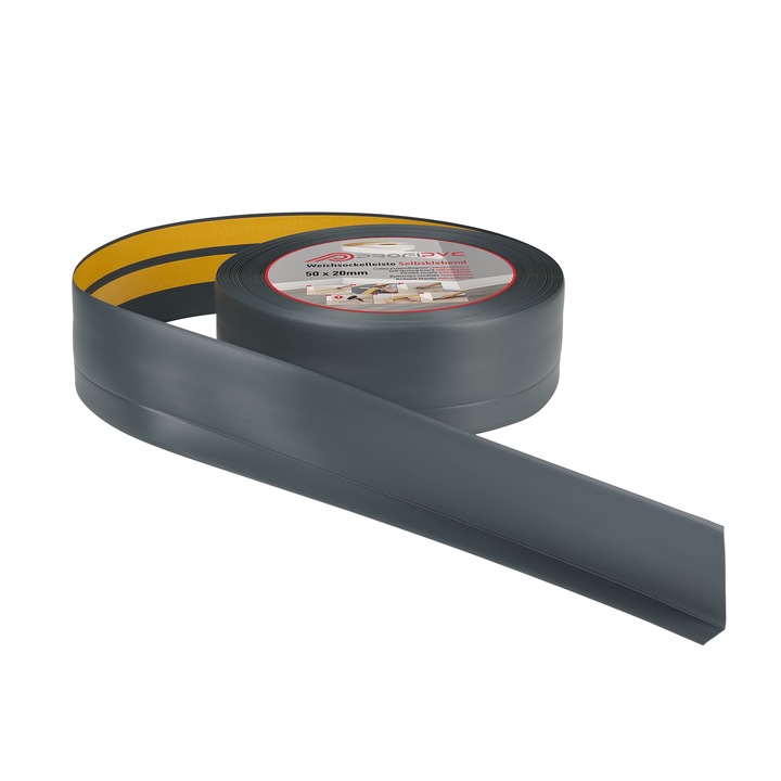 Уплътняваща лента ProfiPVC, PVC, 50x20mm, самозалепваща се, антрацит, 25m