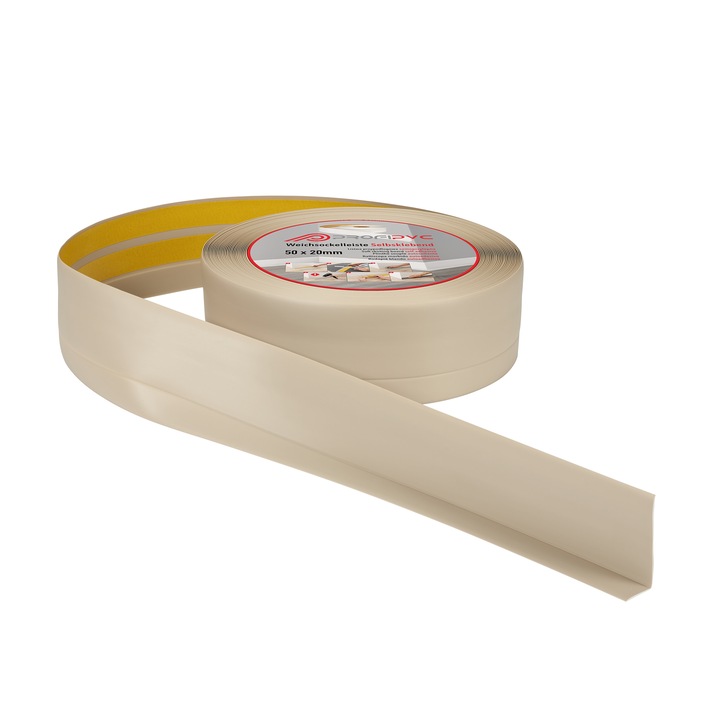 PVC завършваща лента, ProfiPVC, 50x20mm, самозалепваща се, бяла, 25m