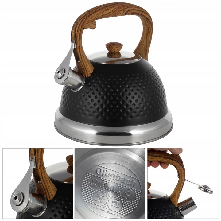 Ceainic, Ofenbach, inox, 2.7 L, negru