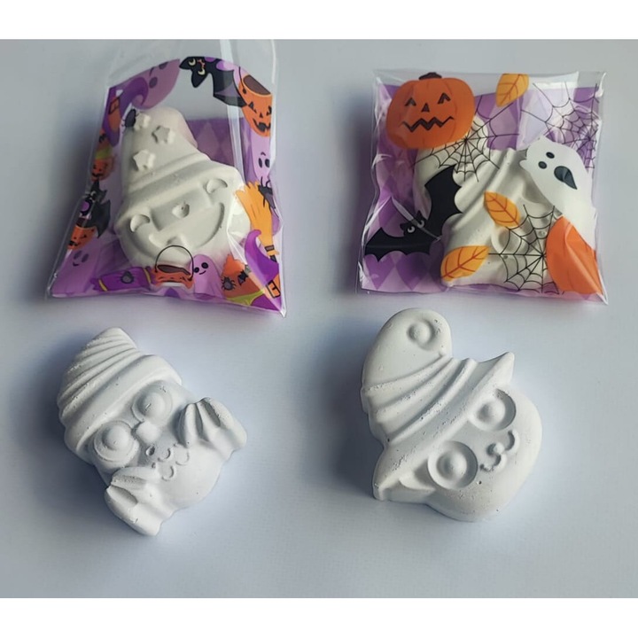 Комплект от 2 гипсови фигурки, Хелоуин модел 3, Бяла