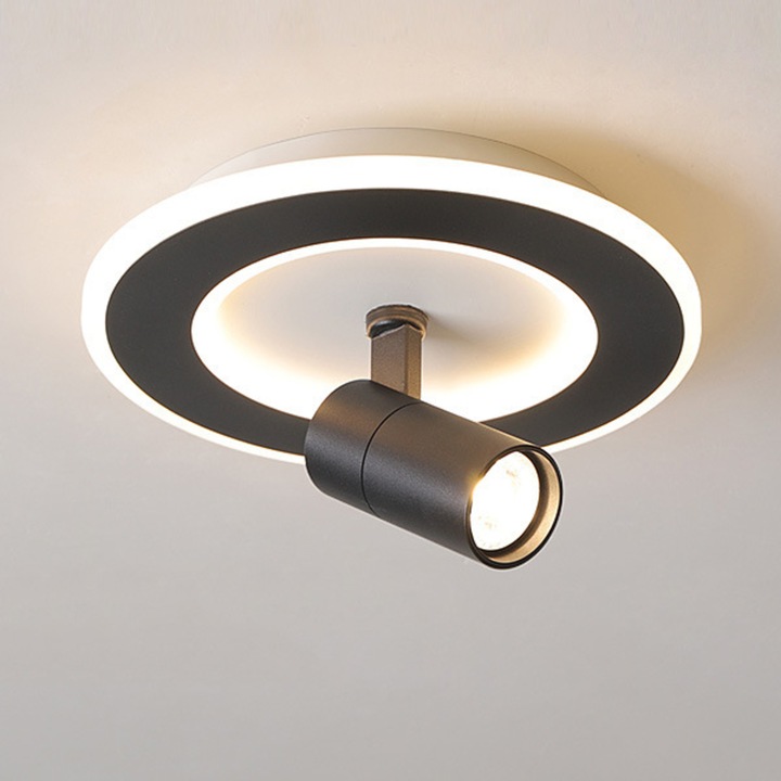 Lustra LED neagra cu spot, lumina alba, D = 20 cm, LALELULI®