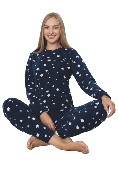 Pijama Dama Polar UraMag, Premium, Groasa si Calduroasa, Bleumarin inchis