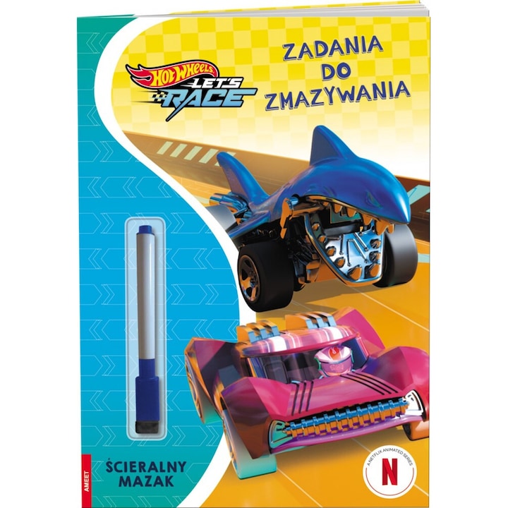 Carte de activitati Hot Wheels Let's Race, Ameet, 16 pagini, cu marker stergabil, 205x287mm