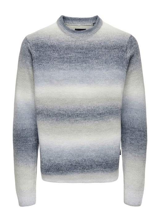 Only & Sons kötött pulóver, szürke, hosszú ujjú, klasszikus nyakú, poliészter, M INTL