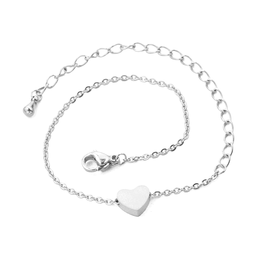 Bratara de dama pentru femei cu pandantiv medalion tip Charm sub forma de inima inimioara din aliaj Argintiu, Silver (Ambalaj CADOU CUTIE)