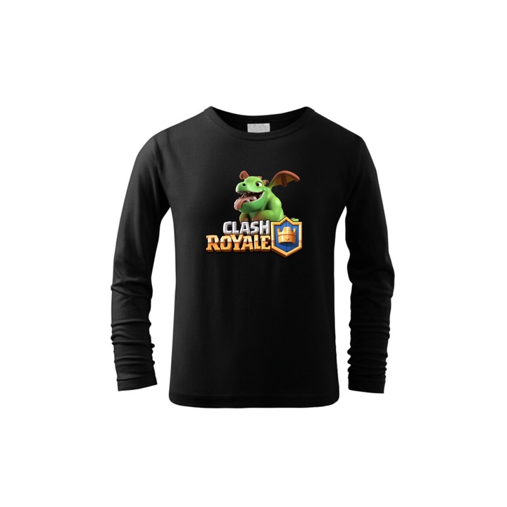 Bluza cu maneca lunga pentru copii, Clash Royale, Negru