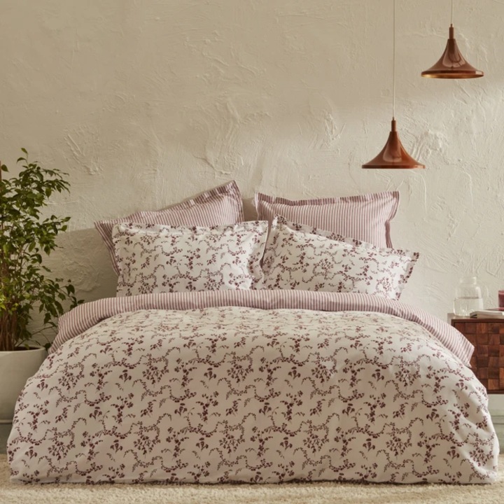 Set Lenjerie de pat, Karaca Home Ivy Cotton, 3 piese, Crem