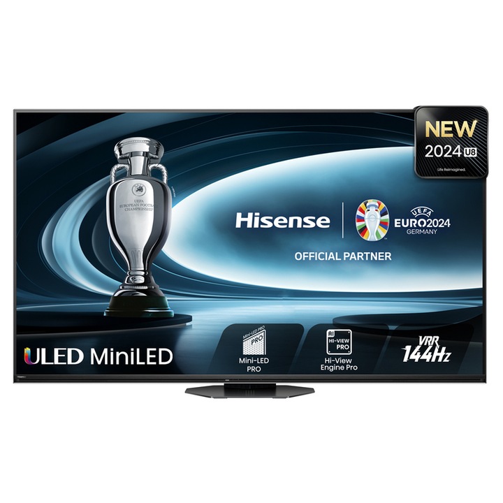 Телевизор Hisense 65" U8NQ, 4K Ultra HD 3840x2160, ULED Pro, FALD, Quantum Dot, 144Hz, IPS, HDR 10+, HLG, Dolby Vision IQ, Dolby Atmos, Smart TV, Light Sensor, WiFi 5GHz, WiFi Direct, BT, Anyview Cast, 4xHDMI, 2xUSB, LAN, CI+, DVB-T2/C/S2, Black 65U8NQ