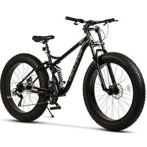 Bicicleta MTB-Full Suspension FAT BIKE Velors Duro 2.6 V26309D 26, Schimbator spate Index M50, Roti 26 x 4.0 inch, Frane Disc, Negru/Gri/Turcoaz