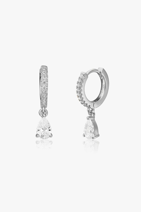 INDIRA, Cercei din argint decorati cu zirconia, Argintiu, Transparent