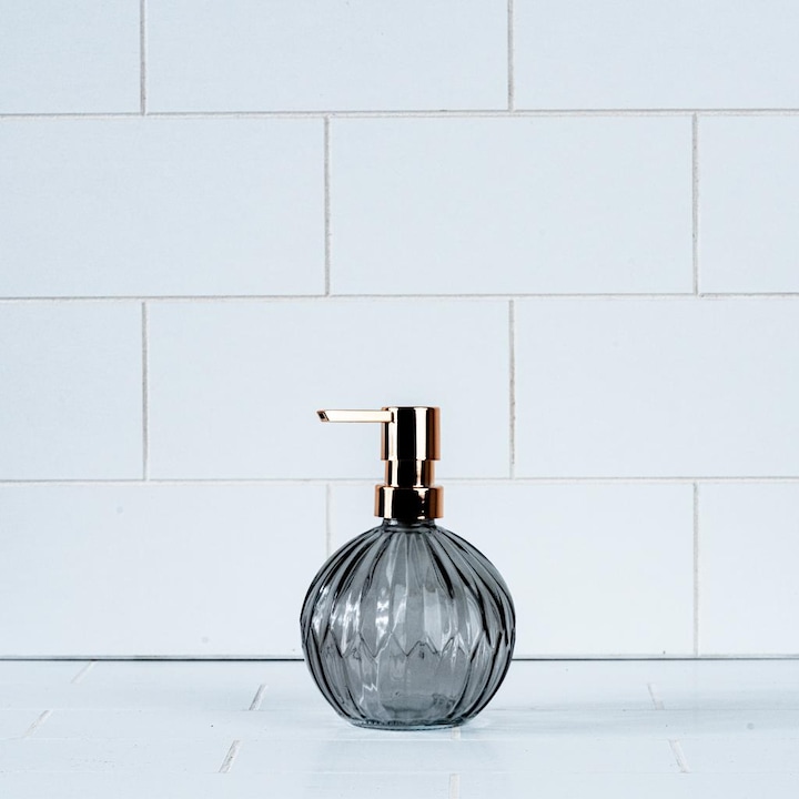 Folyékony szappanadagoló hajlított üveg 4"x6" (10x15) cm - szürke