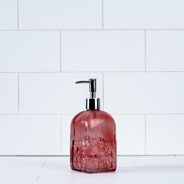 Törmelékes üveg folyékony szappanadagoló 3"x8" (8x20) cm - rózsaszín