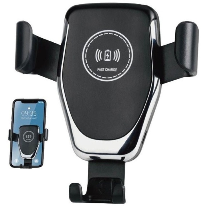 Töltő, Mindblower, telefon, autó, QI, 10W, kompatibilis a 4 és 6,5 hüvelyk közötti képernyős telefonokkal, vezeték nélküli töltés funkcióval, mágneses indukciós kialakítással, csak rögzítse a telefont és automatikusan töltődik, nagyon stabil