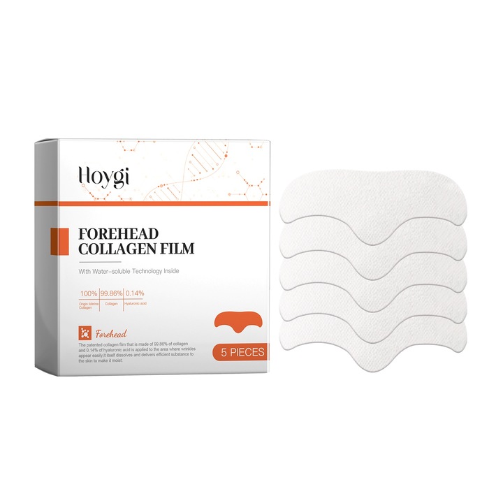 Комплект 5 лепенки с колаген за чело HOYGI, против бръчки, ревитализиращ и озаряващ