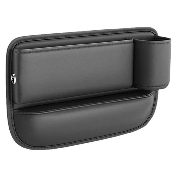 Organizator auto universal intre scaune pentru copilot, are suport pahar si accesorii cu 1 gaura acces port incarcare, Vanaxalife®, Negru