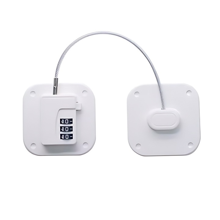 Самозалепваща се кодова брава за хладилник/шкаф, Leris, предпазва от достъп на деца, бяла