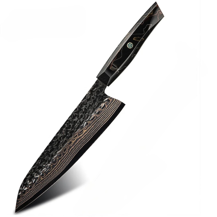 Нож Hikari Premium Chef's Knife - Дамаска мед, дръжка от смола с медна мрежа 20 см