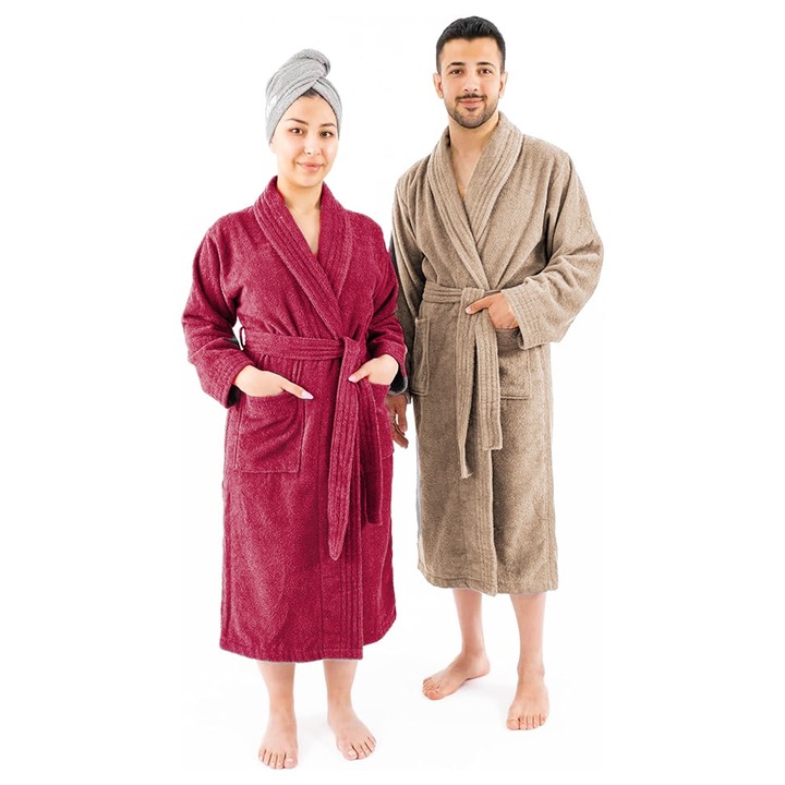 2 darab premium minosegu furdokopeny szett, Neki es Nonek, 100% pamut, Lila/Zold, Noi XL meret, Ferfi 2XL meret