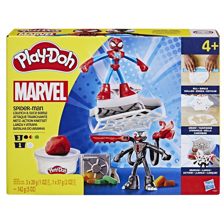 Комплект Play-Doh Marvel - Spider-Man, 2 фигурки с изстрелвач и копие
