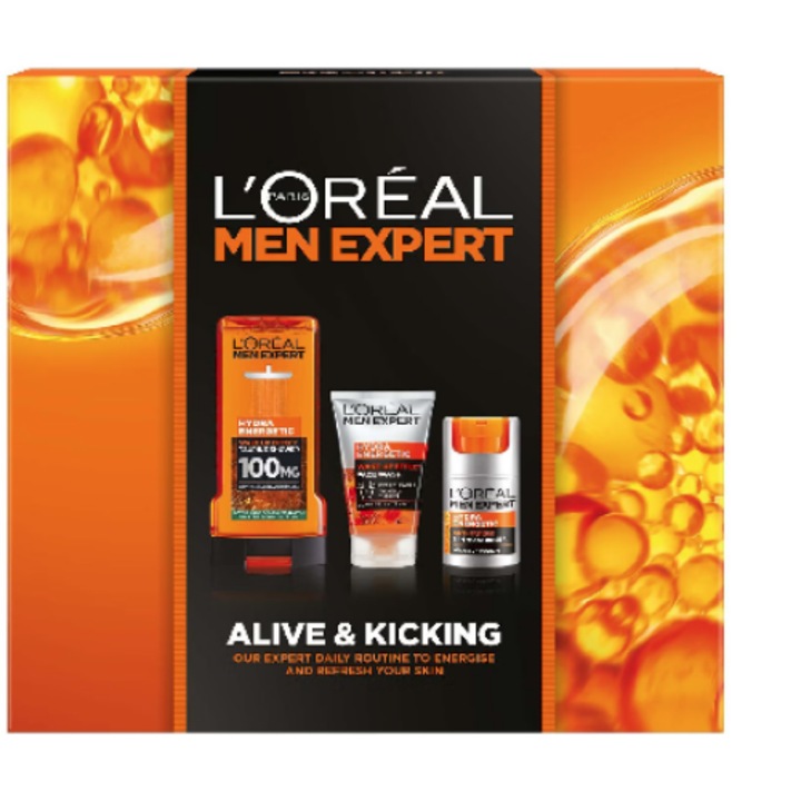 L'OREAL MEN EXPERT HYDRA ENERGY szett (tusfürdő 250ml, arckrém 50ml, folyékony szappan 100ml)