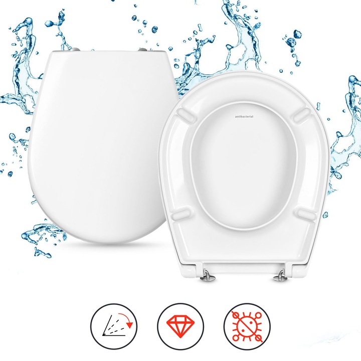 Capac WC, Mkw, Cersanit Market, Material Duroplast, Antibacterian, Capac Cu Cadere Lenta Calitate Superioara, Silentios, Perfect Adaptat