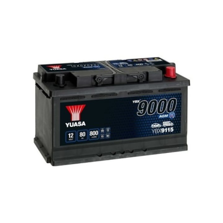 Автомобилен акумулатор, Yuasa 9000 AGM 80Ah 800A, 317x175x190mm