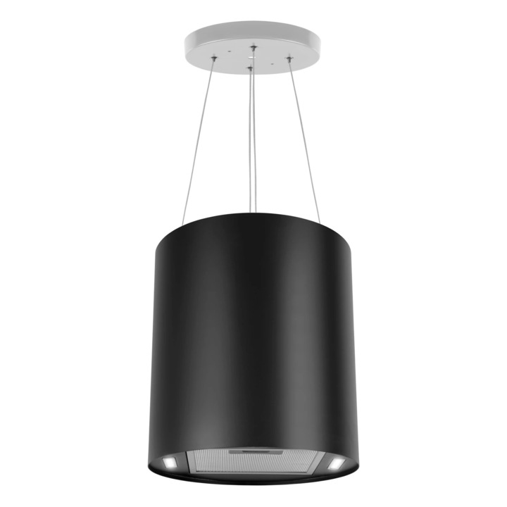 Островен Аспиратор, Стоманен Корпус, Дистанционно Управление, Функция За Автоматично Изключване, 3 Скорости, 550 Mc/H, 70 W, 35 См, Черен