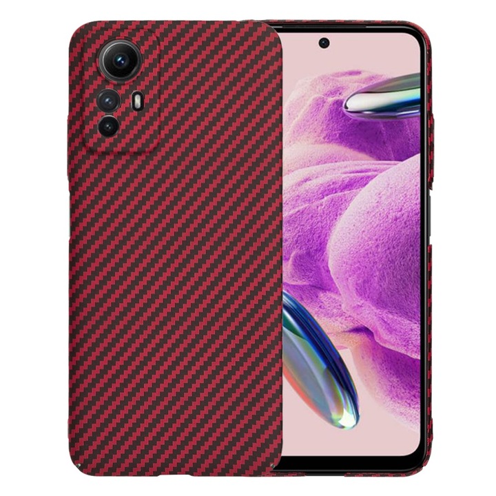 Кейс за Xiaomi Redmi Note 12S 4G CarbonFiber UltraSlim Lightweight червен