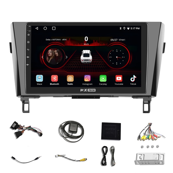 Navigatie Nissan Qashqai II / J11 / X-trail 2013 - 2021 dedicata Android, MaxTech®, Android 13, ecran de 10 inch IPS, functii GPS, Carplay, WIFI, RDS, DSP, EQ, Airplay, Youtube, Bluetooth, Waze