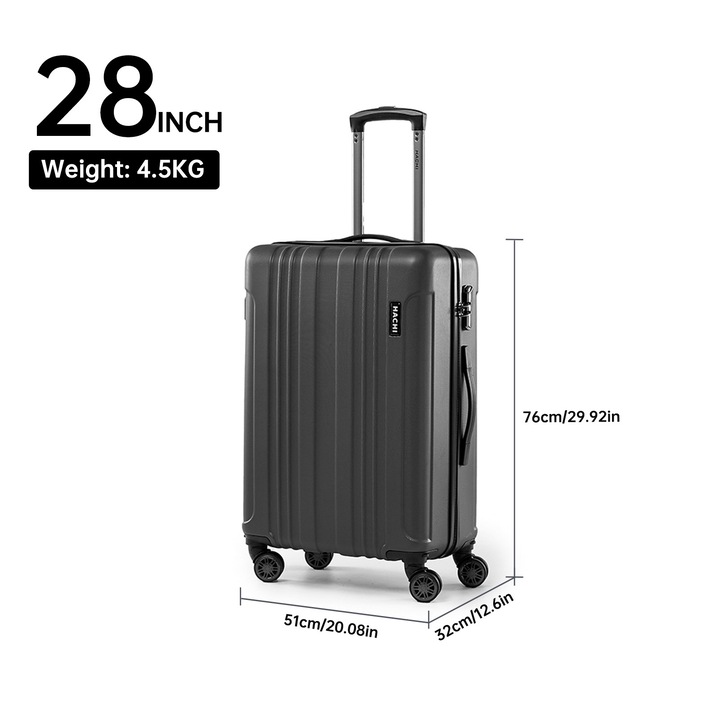 Troler HACHI, 4 roti, ABS, negru, 100 l, 51x32x76 cm