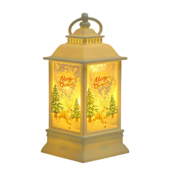 Pandantiv decorativ cerb de Craciun cu LED, 61x61x135mm, set decorativ