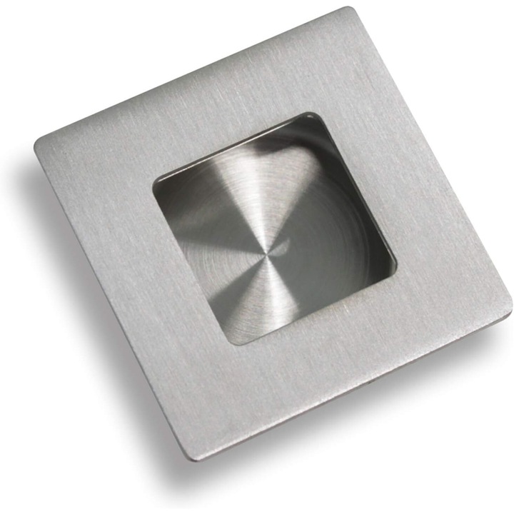 Maner pentru usa, model patrat, incastrat, pentru dulapuri glisante si sertare, 4 cm, stil minimalist, montare pe interior, suruburi incluse, Argintiu
