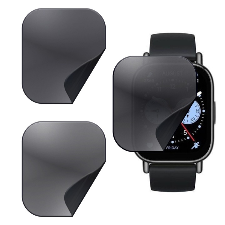 Set 3 x Folie de protectie Privacy pentru Xiaomi Redmi Watch 5 Lite, Silicon Hydrogel Regenerabil, Flexible Hydro-Crystal, Instalare usoara, Optim Full Protection
