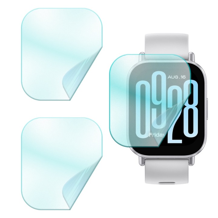 Set 3 x Folie de protectie pentru Xiaomi Redmi Watch 5 Active, Silicon Hydrogel Regenerabil, Flexible Hydro-Crystal, Instalare usoara, Full Protection, Clear