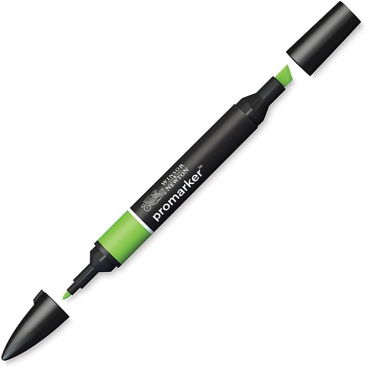 Marker permanent Winsor & Newton, Bright Green, 2 capete, variantă ascuțită