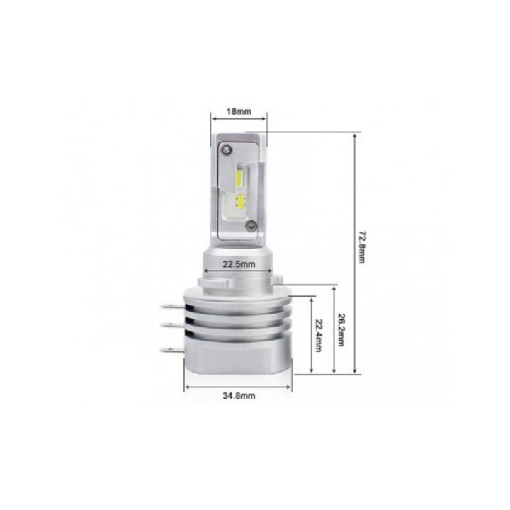 Комплект 2 H15 ALL IN ONE светодиода за автомобилни фарове 20W, 12V, 3200 Lumens