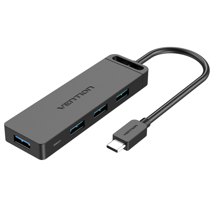 Хъб 5 в 1 USB C, VENTION, 4xUSB 3.0/1xMicro-B, 5Gbps, черен