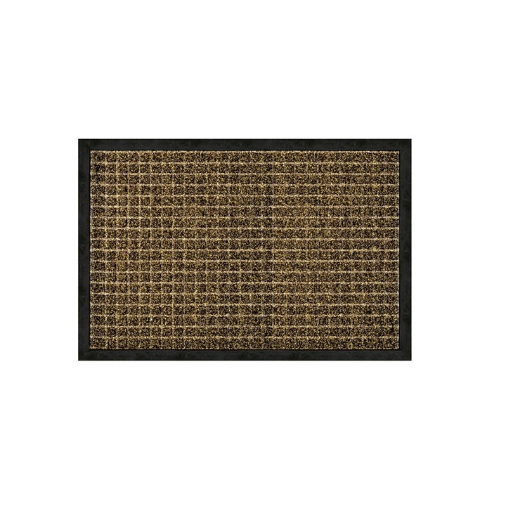 Covoras Intrare Strong Olivo, 45x75 Cm, Dreptunghiular, Model Geometric, Fabricat Din Cauciuc Si Polipropilena Rezistenta, Suprafata Antiderapanta, Ideal Pentru Hol, Terasa Sau Spatii Comerciale, Durabilitate Sporita, Maro Deschis