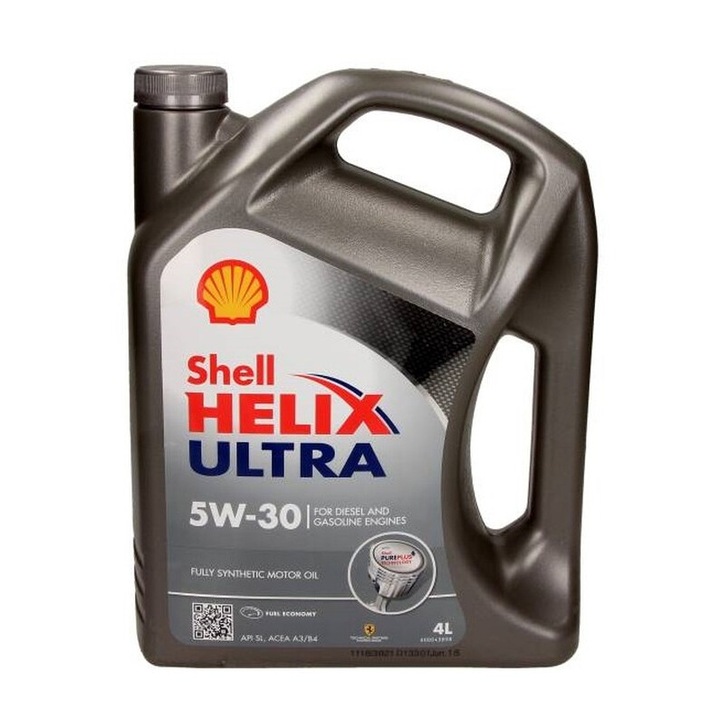 Ulei motor Shell 5W30 4L Helix Ultra, sintetic, pentru motoare moderne, compatibil cu BMW Longlife-01, MB 226.5, MB 229.5