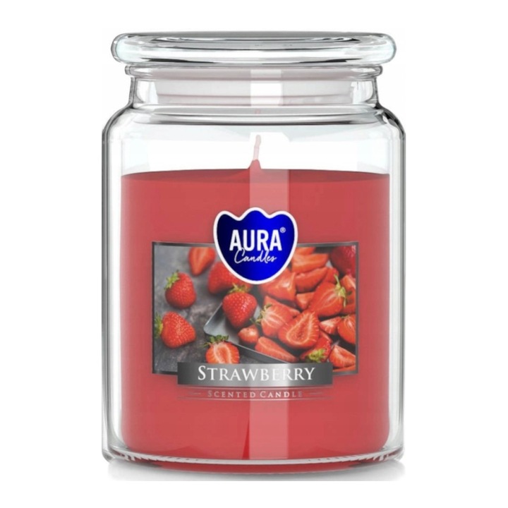 Ароматизирана свещ в буркан с капак, ягода, време на горене 100 часа, аура