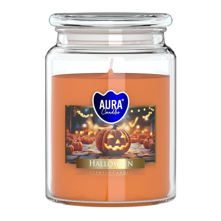 Ароматизирана свещ в буркан с капак, Хелоуин, време на горене 100 часа, аура