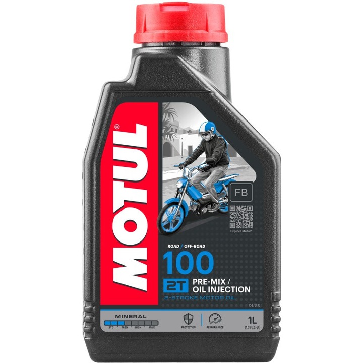 Olaj Motul 100 2T 1L, ásványi, motorkerékpárokhoz